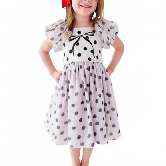NEW MADE BY MOLLY dot bow party dress in ivory - Picture 1 of 2